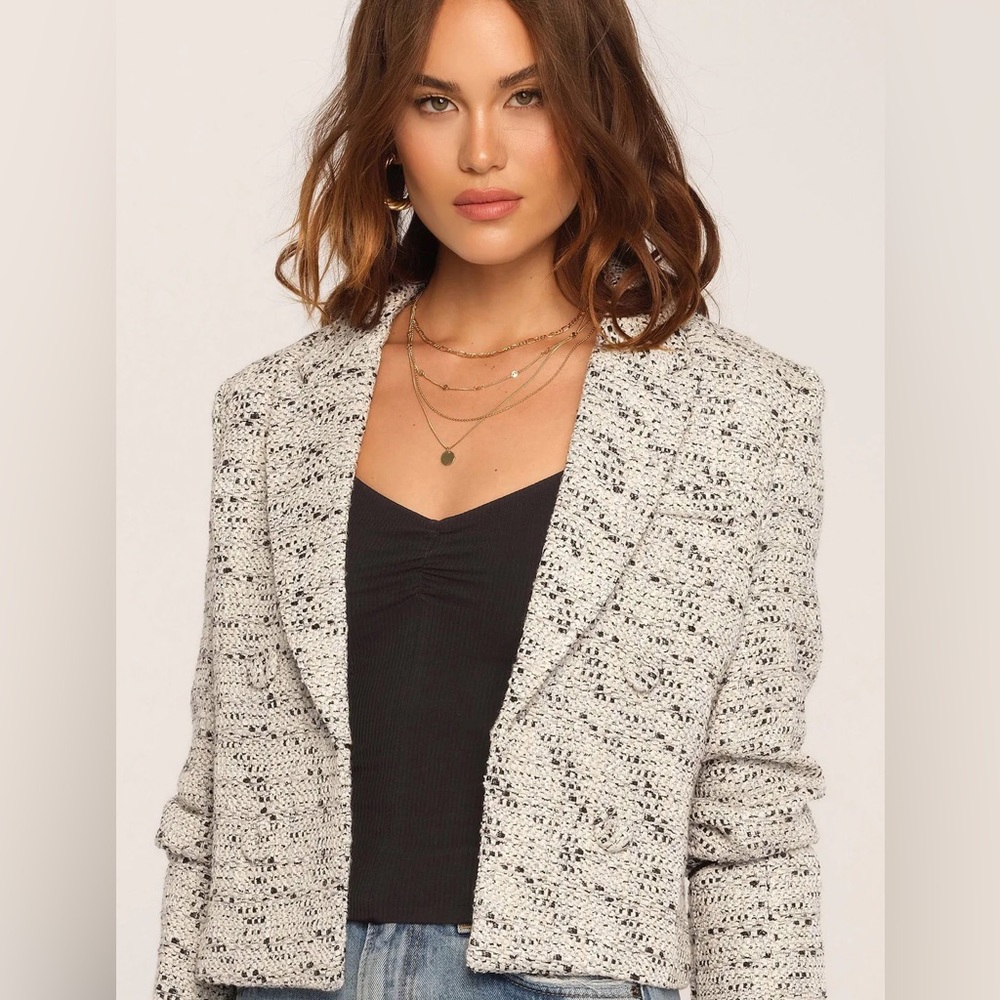 NWT Heartloom Aurelie Tweed Blazer Gray Women’s Size Medium - Picture 2 of 15